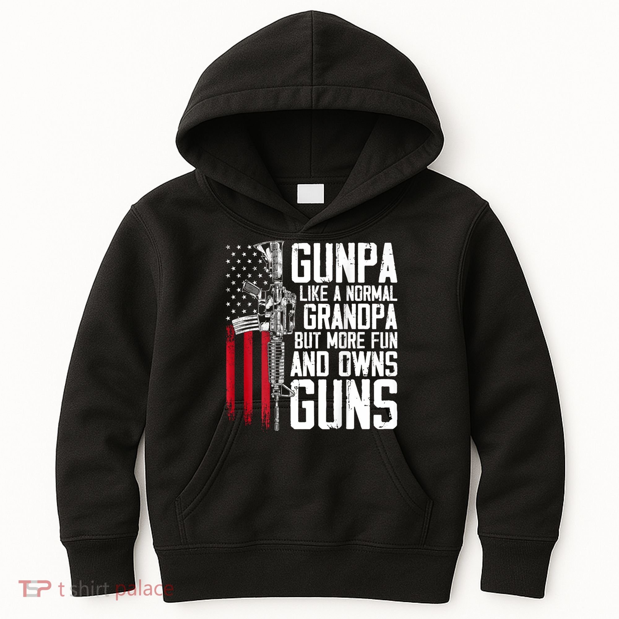 Gunpa Like A Normal Grandpa Fun And Owns Guns (On Back) Kids Hoodie