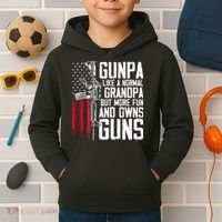Gunpa Like A Normal Grandpa Fun And Owns Guns (On Back) Kids Hoodie thumb 2