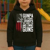 Gunpa Like A Normal Grandpa Fun And Owns Guns (On Back) Kids Hoodie thumb 3
