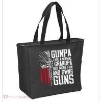 Gunpa Like A Normal Grandpa Fun And Owns Guns (On Back) Tote Bag thumb 2
