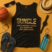 Guncle Like A Normal Uncle Comical Gun Loving Uncle Gift Tank Top thumb 4