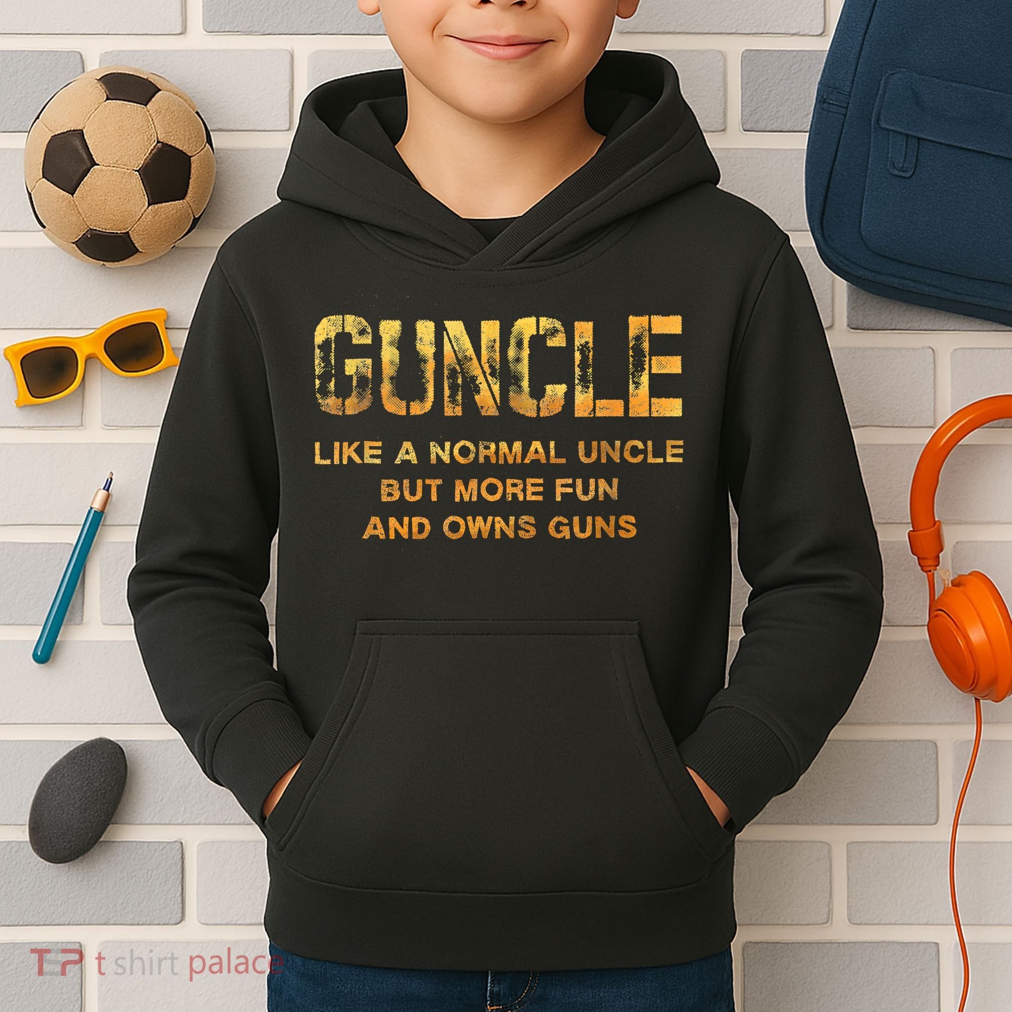 Guncle Like A Normal Uncle Comical Gun Loving Uncle Gift Kids Hoodie