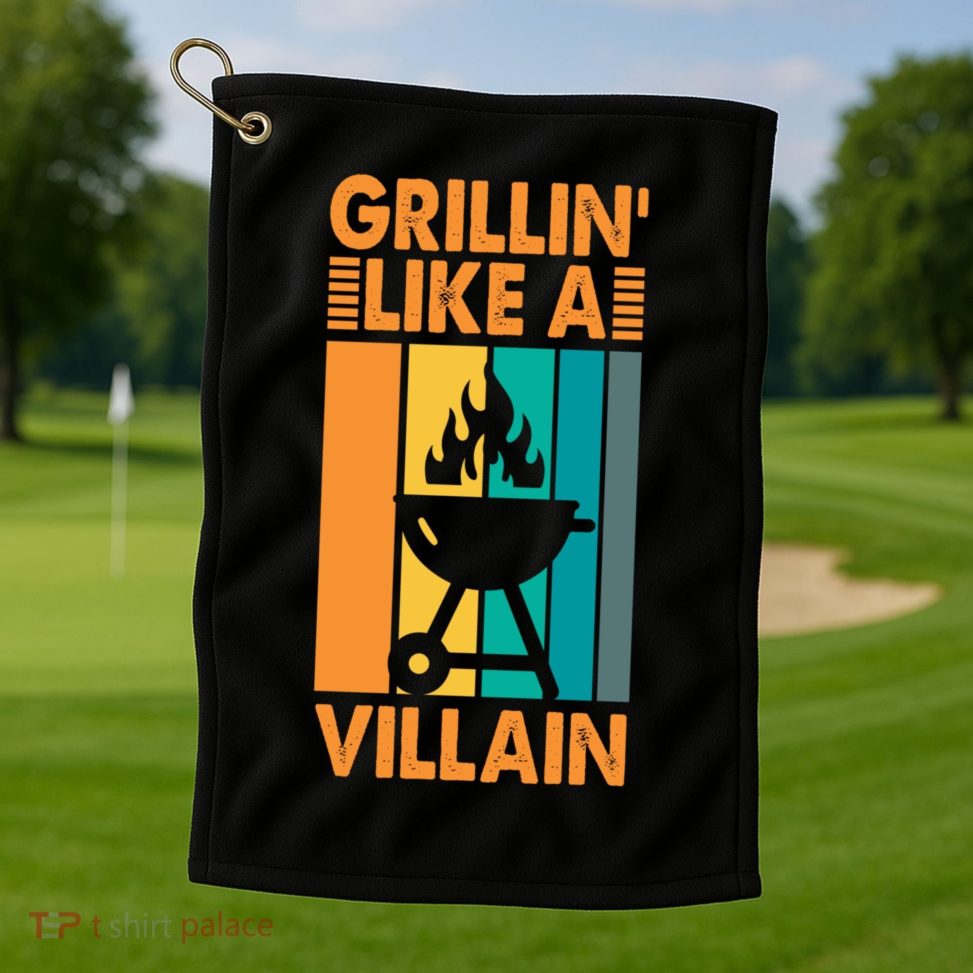 Grillin Like A Villain Gift Bbq Great Gift Golf Towel