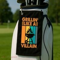 Grillin Like A Villain Gift Bbq Great Gift Golf Towel thumb 2
