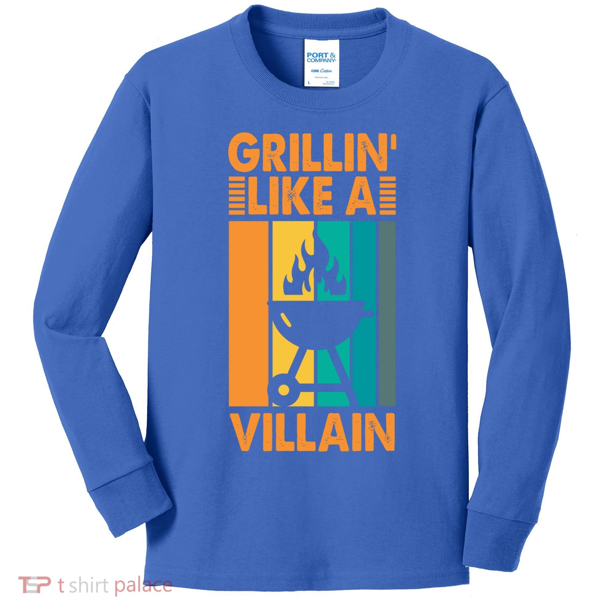 Grillin Like A Villain Gift Bbq Great Gift Kids Long Sleeve Shirt