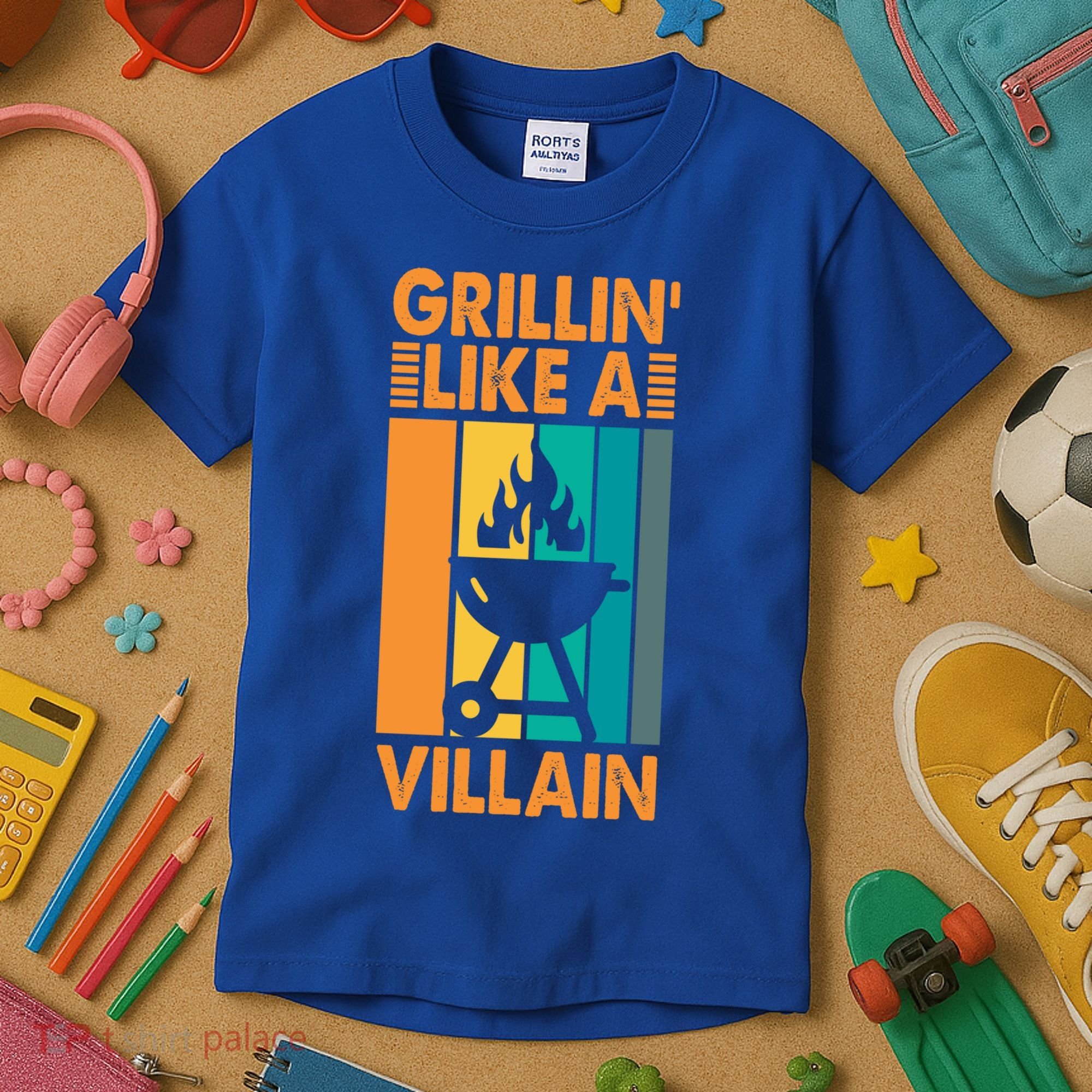 Grillin Like A Villain Gift Bbq Great Gift Kids T-Shirt