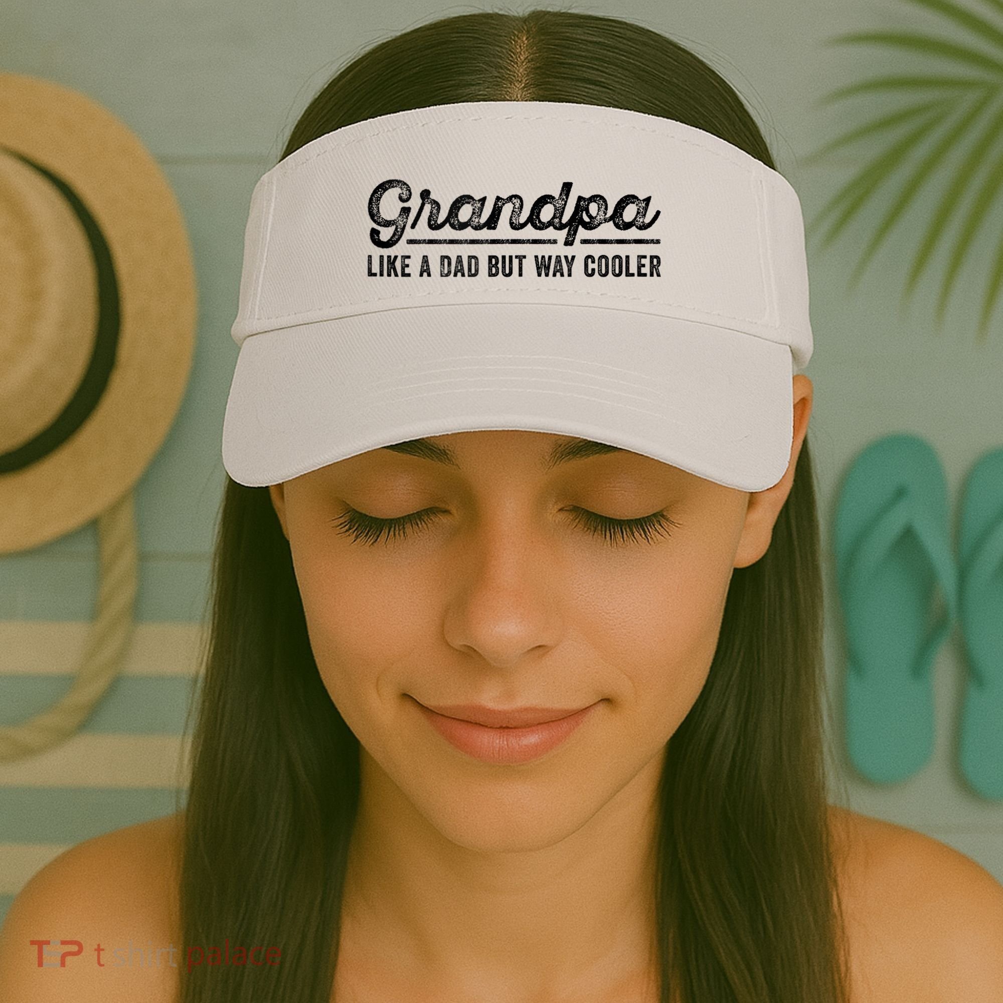Grandpa Like A Dad But Way Cooler Funny Grandad Definition Visor