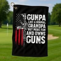 Gunpa Like A Normal Grandpa Fun And Owns Guns Golf Towel thumb 1