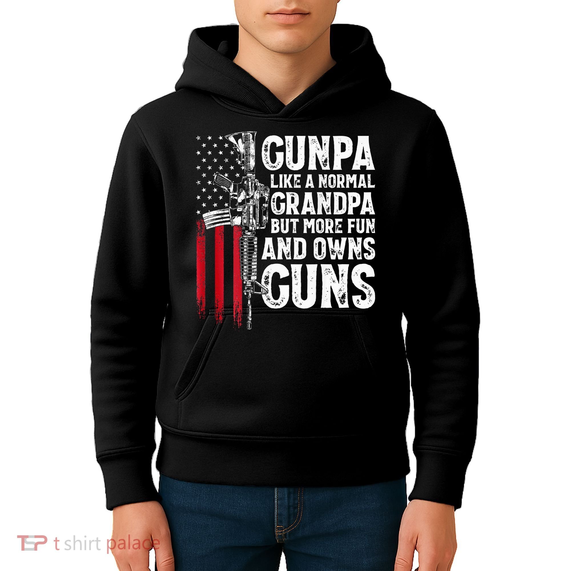 Gunpa Like A Normal Grandpa Fun And Owns Guns Kids Hoodie