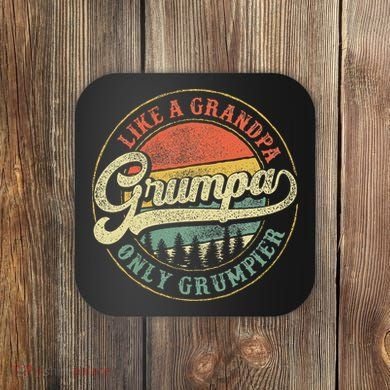 Grumpa Like A Grandpa Only Grumpier Retro Grumpa Definition Coaster