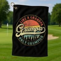 Grumpa Like A Grandpa Only Grumpier Retro Grumpa Definition Golf Towel thumb 1