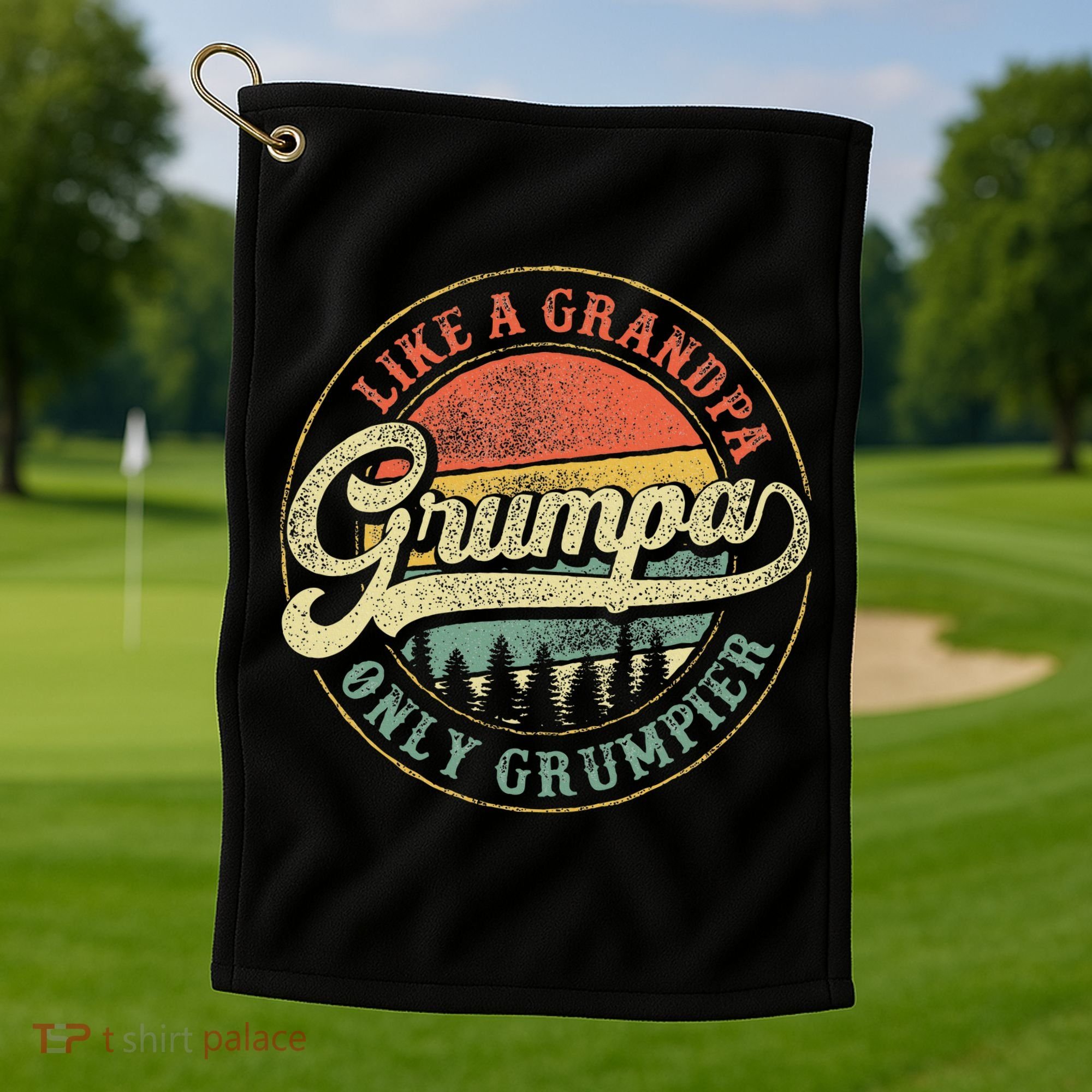 Grumpa Like A Grandpa Only Grumpier Retro Grumpa Definition Golf Towel