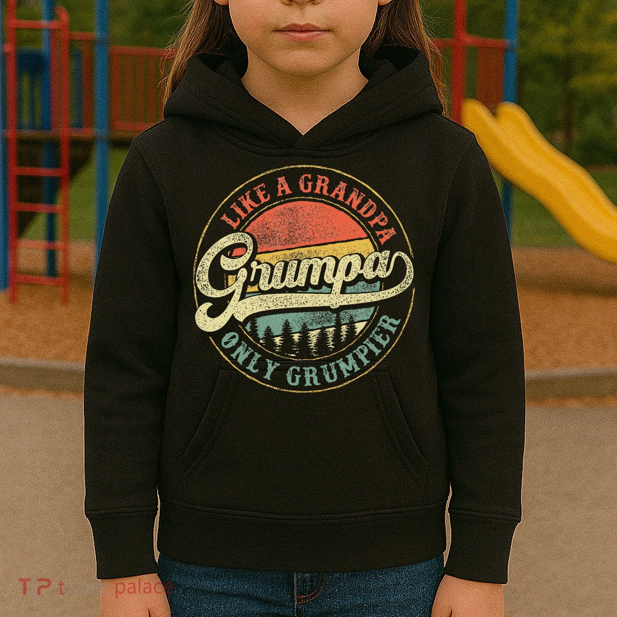 Grumpa Like A Grandpa Only Grumpier Retro Grumpa Definition Kids Hoodie