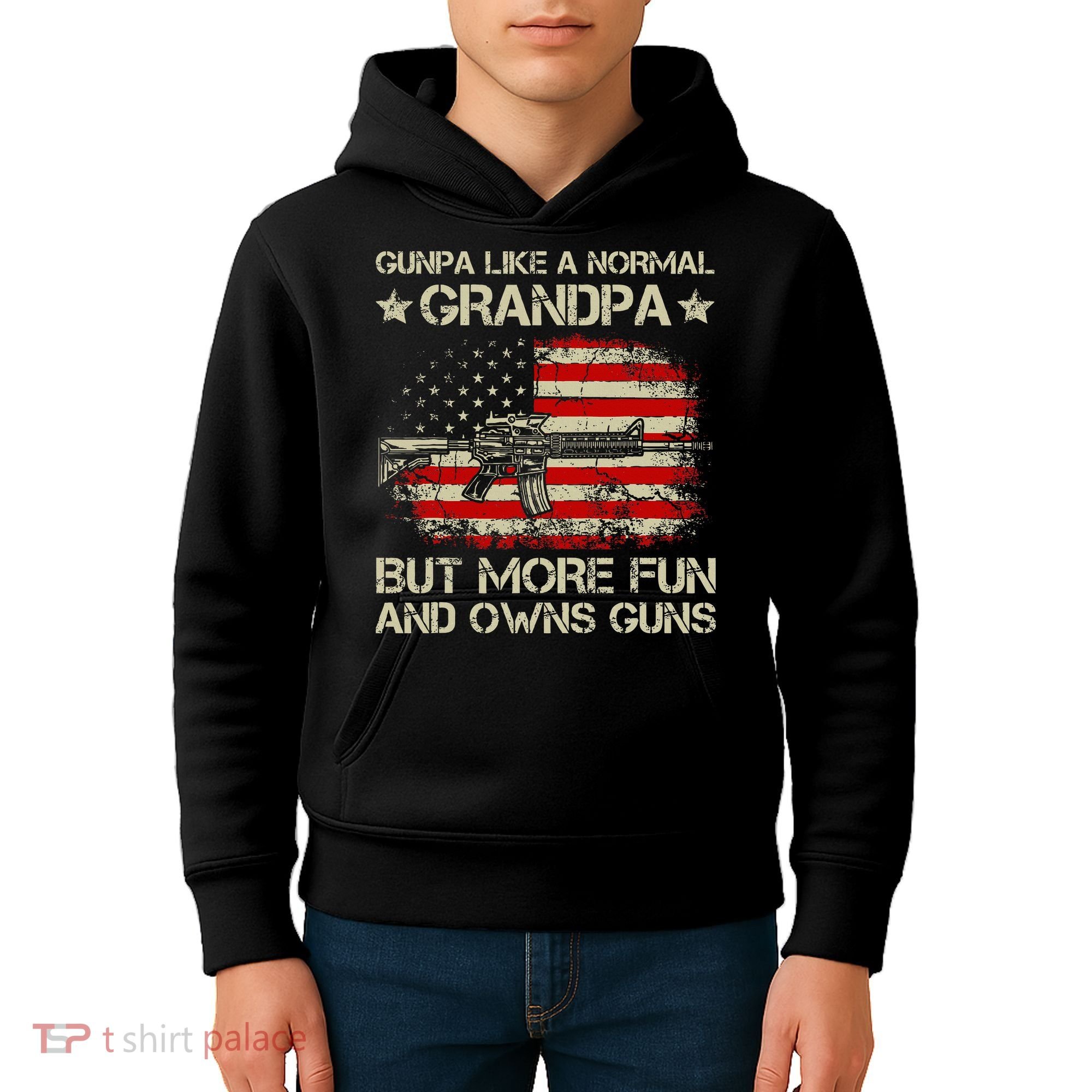Gunpa Like A Normal Grandpa But More Fun And Owns Guns Kids Hoodie