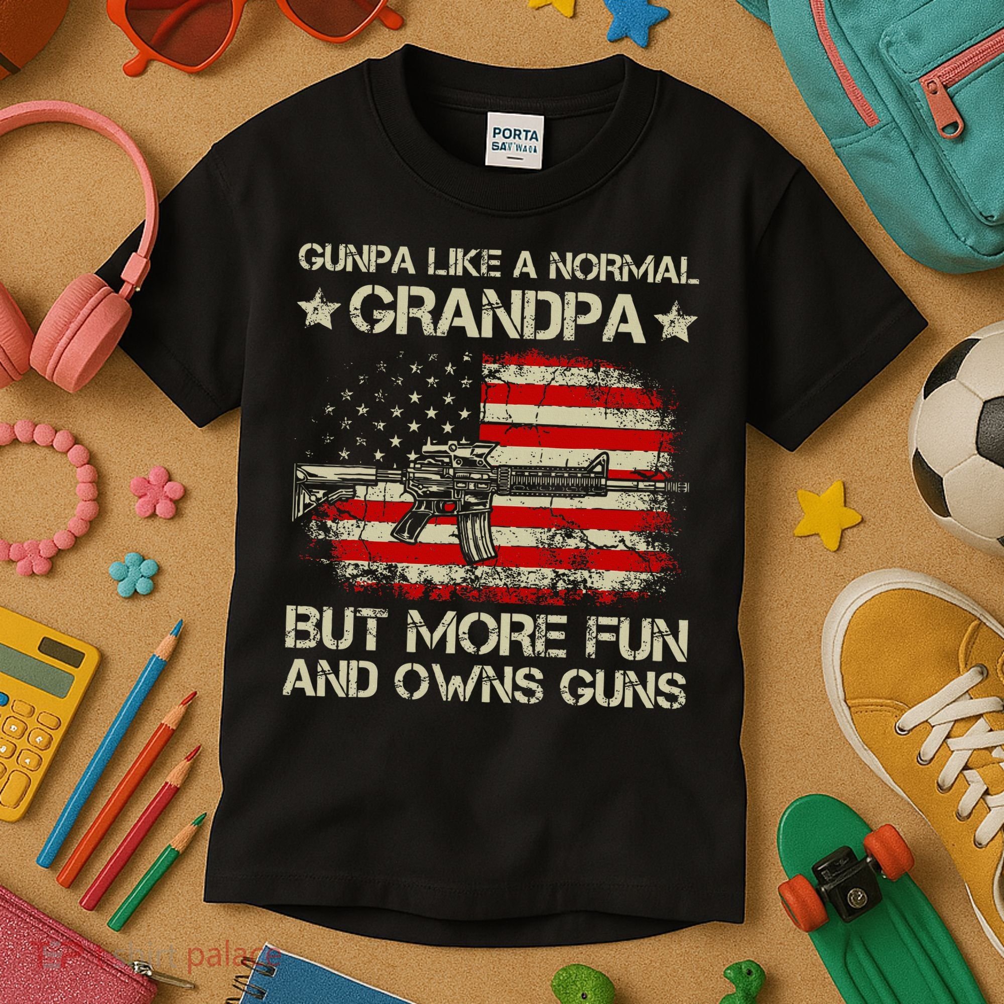 Gunpa Like A Normal Grandpa But More Fun And Owns Guns Kids T-Shirt