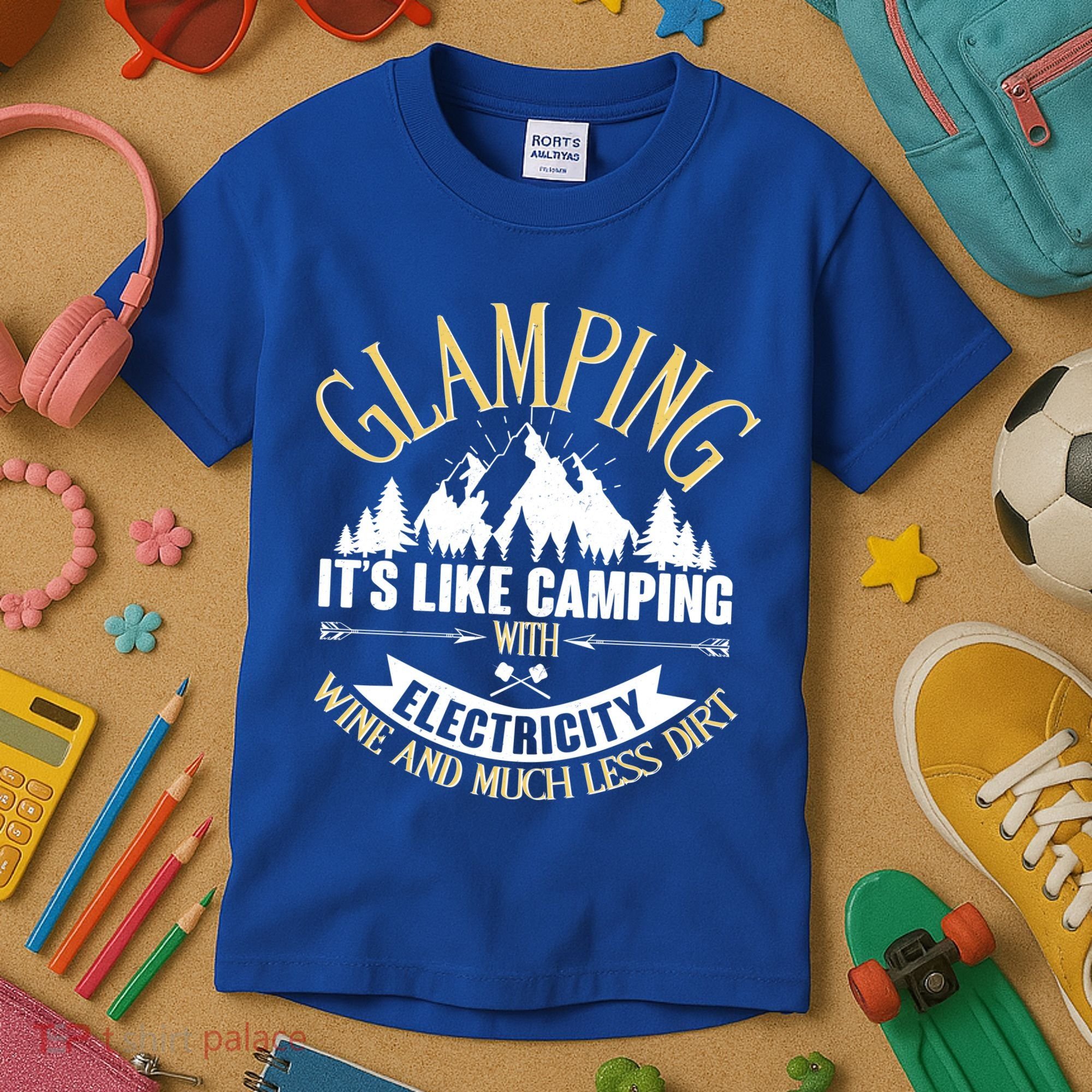 Glamping It's Like Camping with Electricity Kids T-Shirt