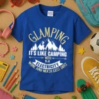 Glamping It's Like Camping with Electricity Kids T-Shirt thumb 3