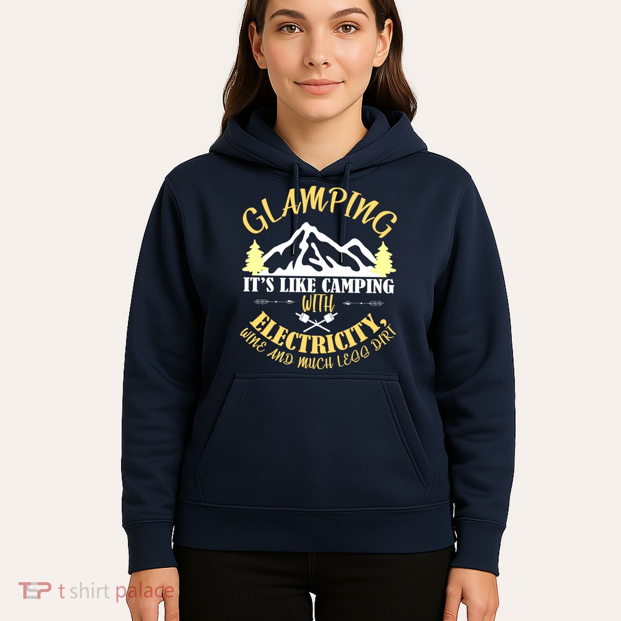 Glamping Like Camping With Electricity Wine Less Dirt Hoodie