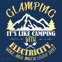Glamping Like Camping With Electricity Wine Less Dirt Bucket Hat thumb 4