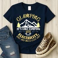 Glamping Like Camping With Electricity Wine Less Dirt Women's T-Shirt thumb 3