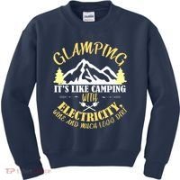 Glamping Like Camping With Electricity Wine Less Dirt Kids Sweatshirt thumb 0