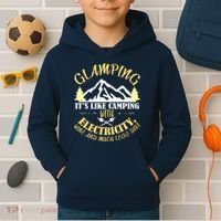 Glamping Like Camping With Electricity Wine Less Dirt Kids Hoodie thumb 2
