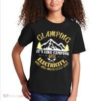 Glamping Like Camping With Electricity Wine Less Dirt Kids T-Shirt thumb 2