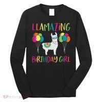 Girl Llama Birthday Llamazing Party Alpaca Balloons Gift Long Sleeve Shirt thumb 0