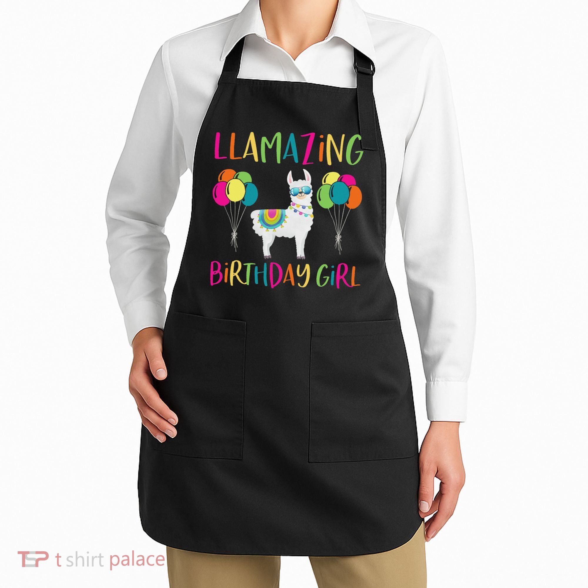 Girl Llama Birthday Llamazing Party Alpaca Balloons Gift Apron
