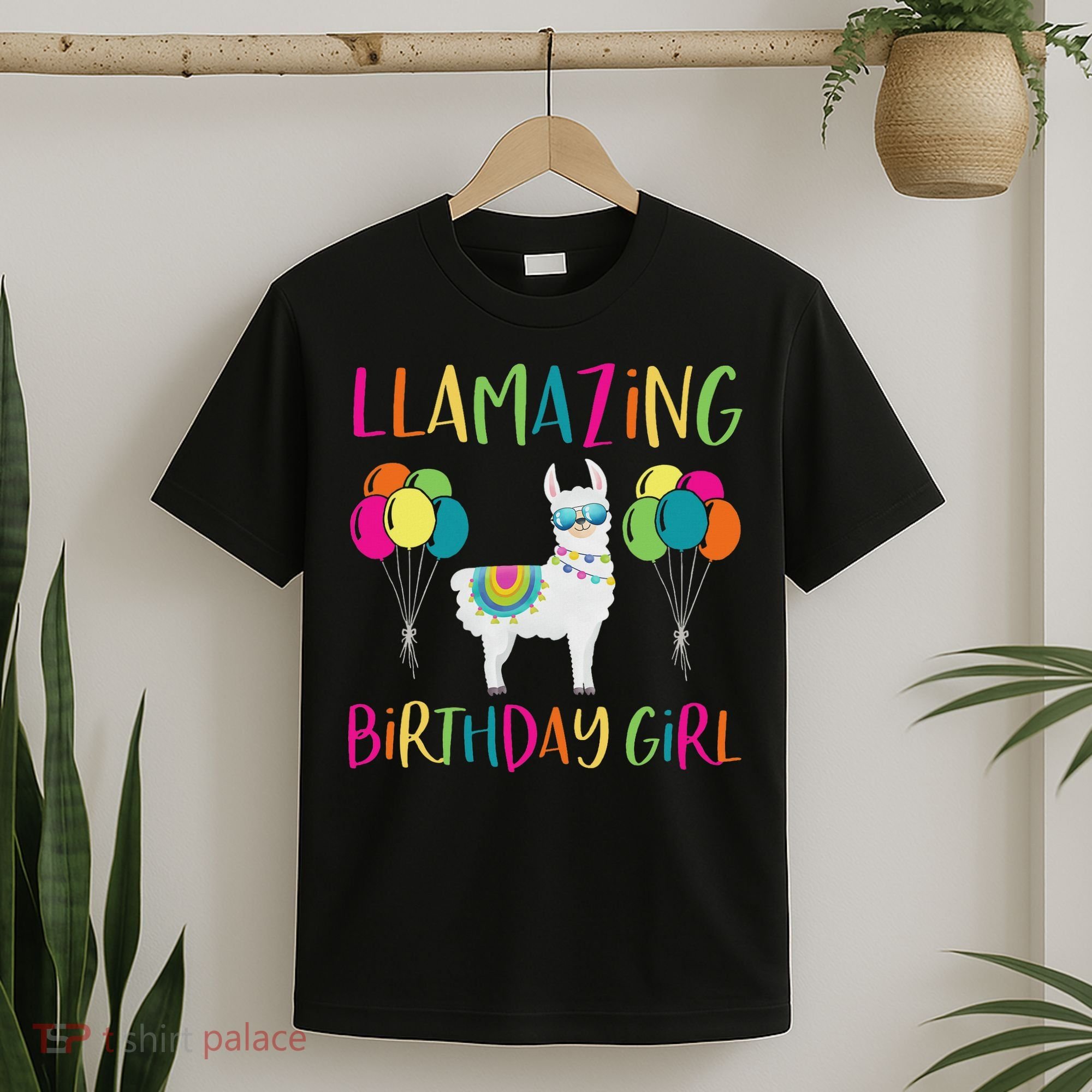 Girl Llama Birthday Llamazing Party Alpaca Balloons Gift T-Shirt