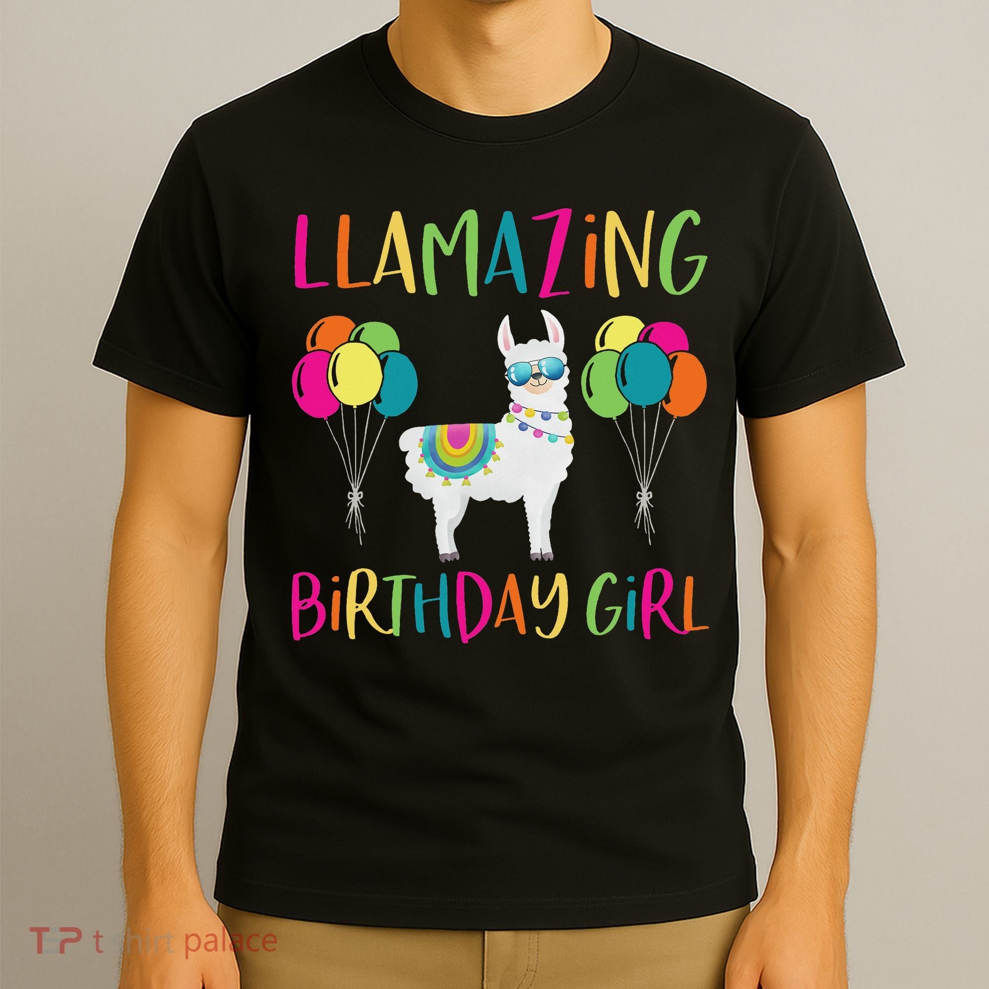 Girl Llama Birthday Llamazing Party Alpaca Balloons Gift T-Shirt