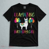 Girl Llama Birthday Llamazing Party Alpaca Balloons Gift T-Shirt thumb 5