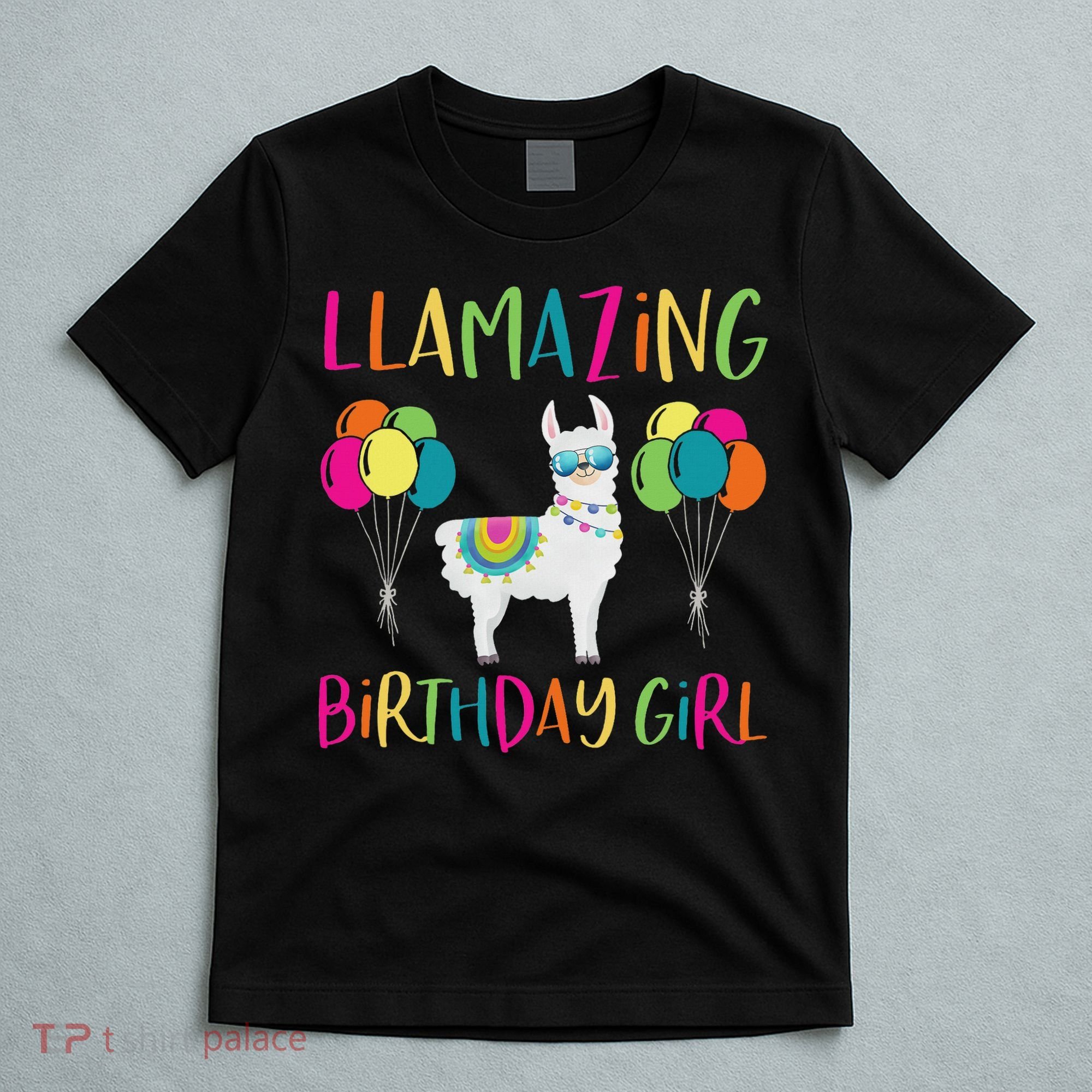 Girl Llama Birthday Llamazing Party Alpaca Balloons Gift T-Shirt