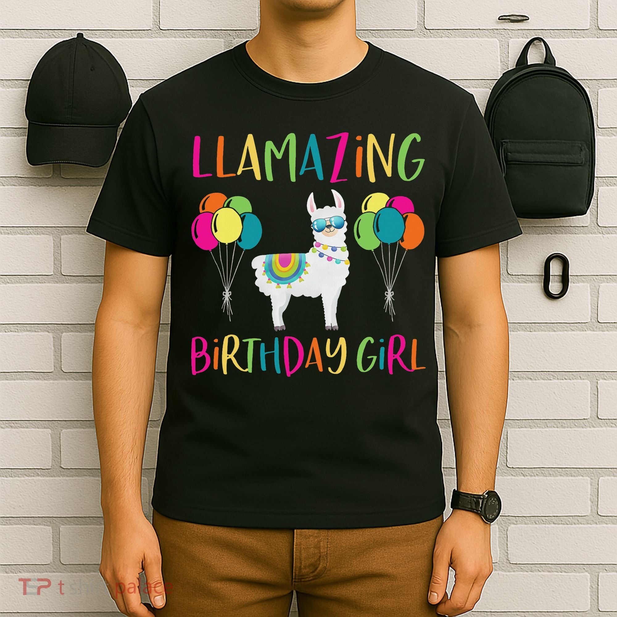 Girl Llama Birthday Llamazing Party Alpaca Balloons Gift T-Shirt