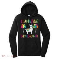 Girl Llama Birthday Llamazing Party Alpaca Balloons Gift Women's Hoodie thumb 0