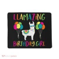 Girl Llama Birthday Llamazing Party Alpaca Balloons Gift Mousepad thumb 0