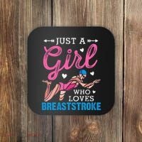 Girl Loves Breaststroke Breaststroke Swimmer Coaster thumb 0