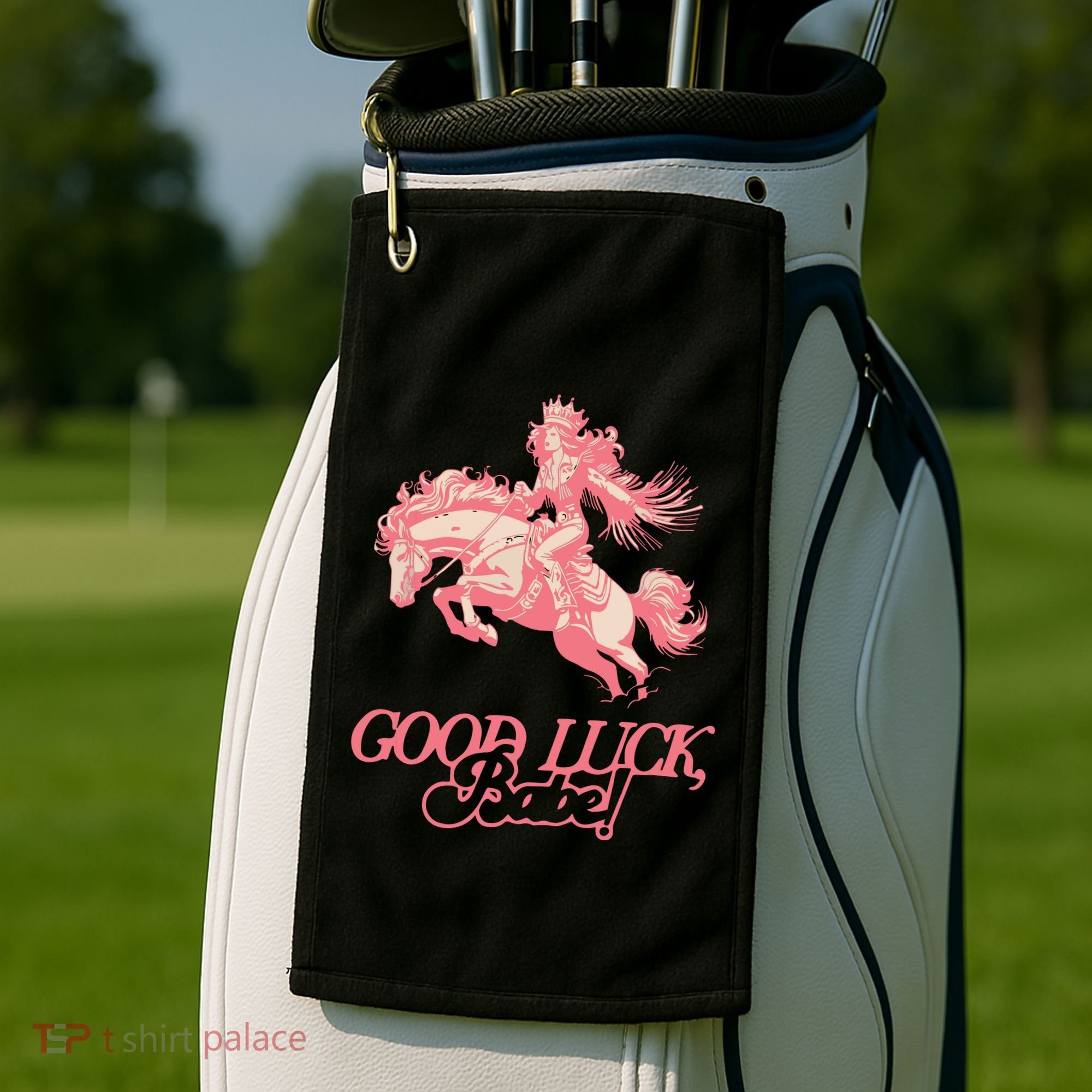 Good Luck Babe Retro 90s Birthday Gifts Golf Towel