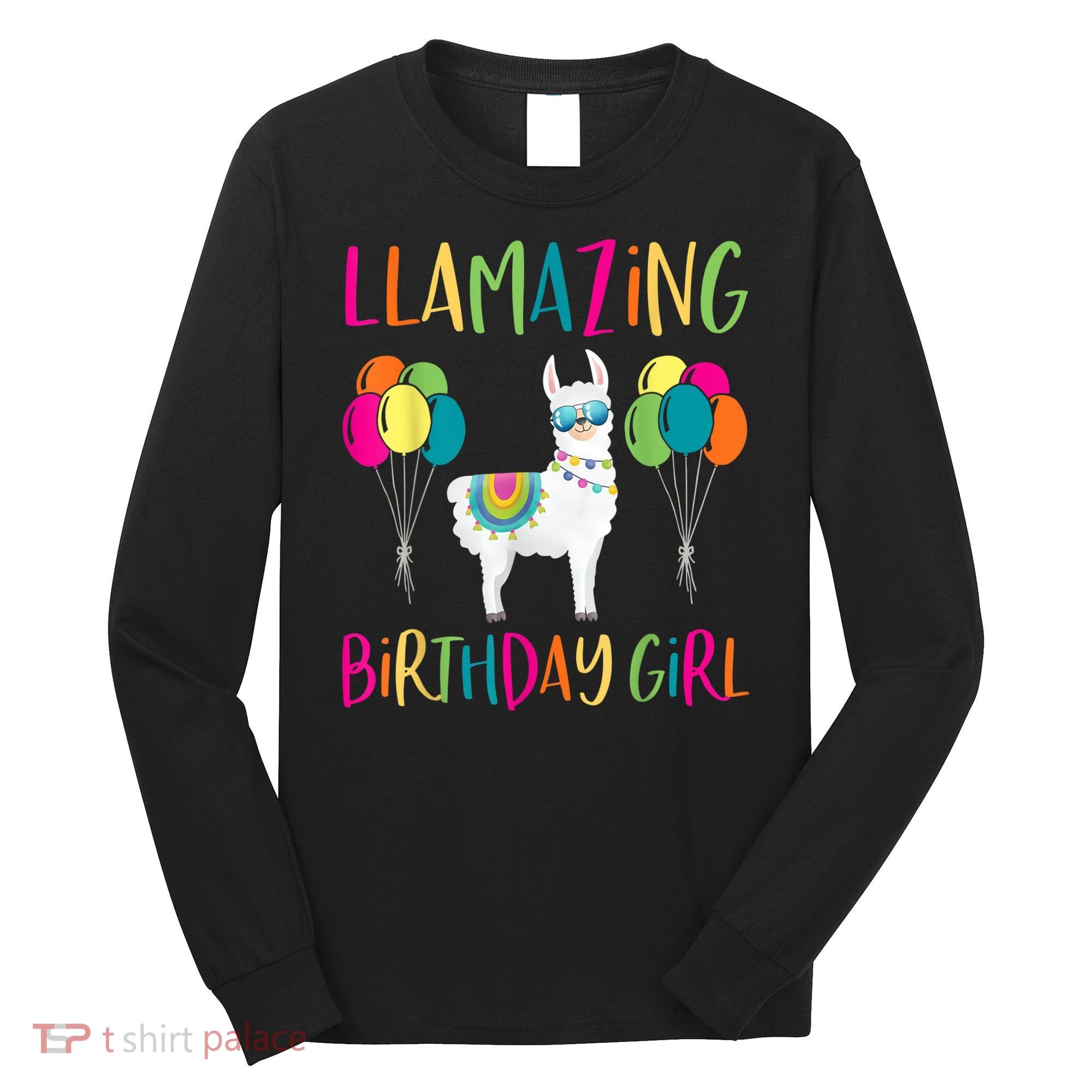 Girl Llama Birthday LLamazing Party Alpaca Balloons Long Sleeve Shirt