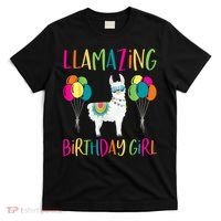 Girl Llama Birthday LLamazing Party Alpaca Balloons T-Shirt thumb 0