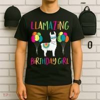 Girl Llama Birthday LLamazing Party Alpaca Balloons T-Shirt thumb 6