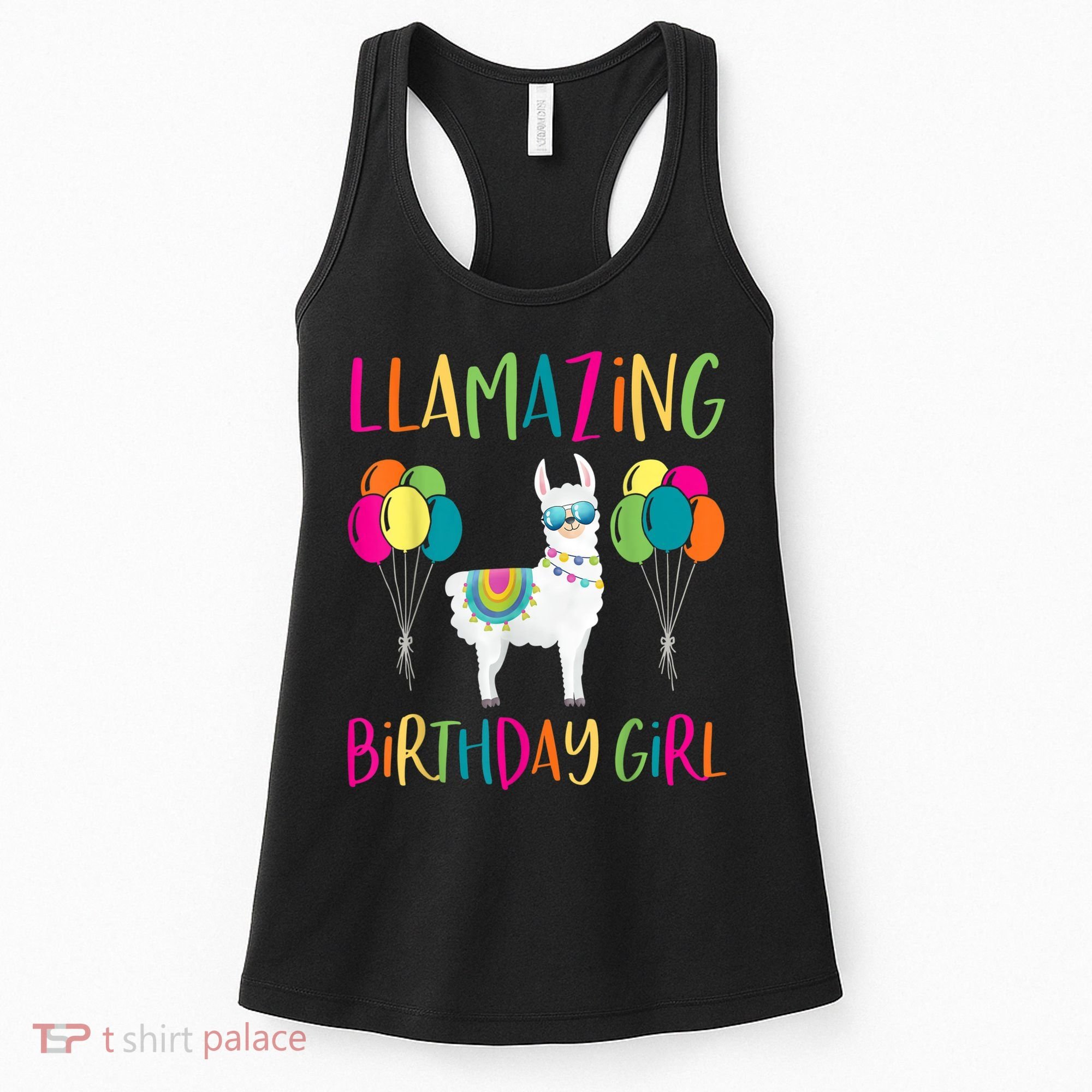 Girl Llama Birthday LLamazing Party Alpaca Balloons Women's Tank Top