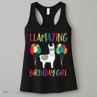 Girl Llama Birthday LLamazing Party Alpaca Balloons Women's Tank Top thumb 3