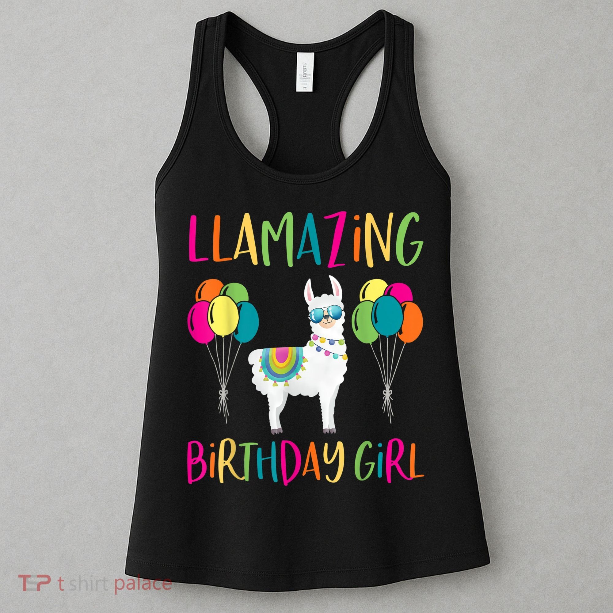 Girl Llama Birthday LLamazing Party Alpaca Balloons Women's Tank Top