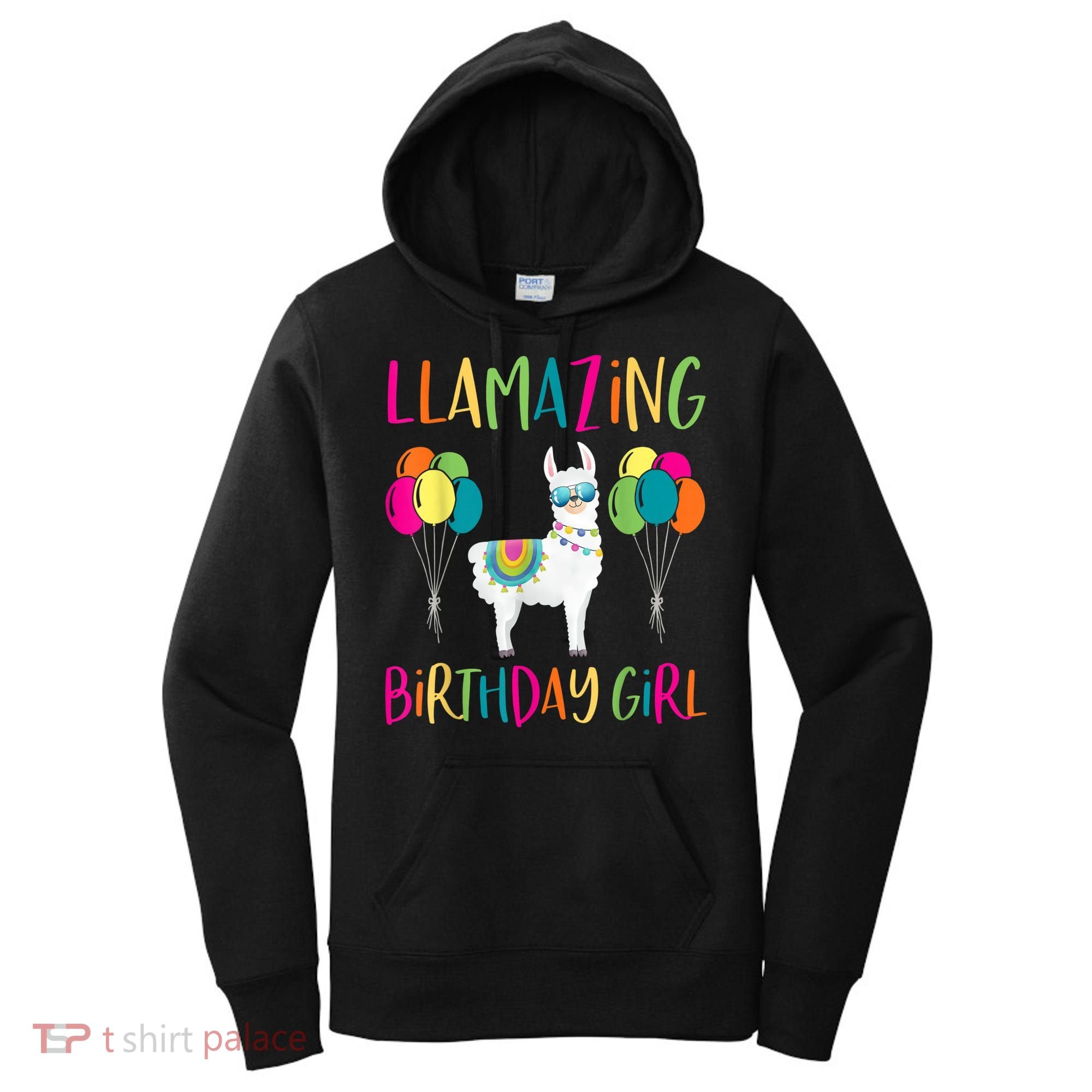 Girl Llama Birthday LLamazing Party Alpaca Balloons 1 Women's Hoodie
