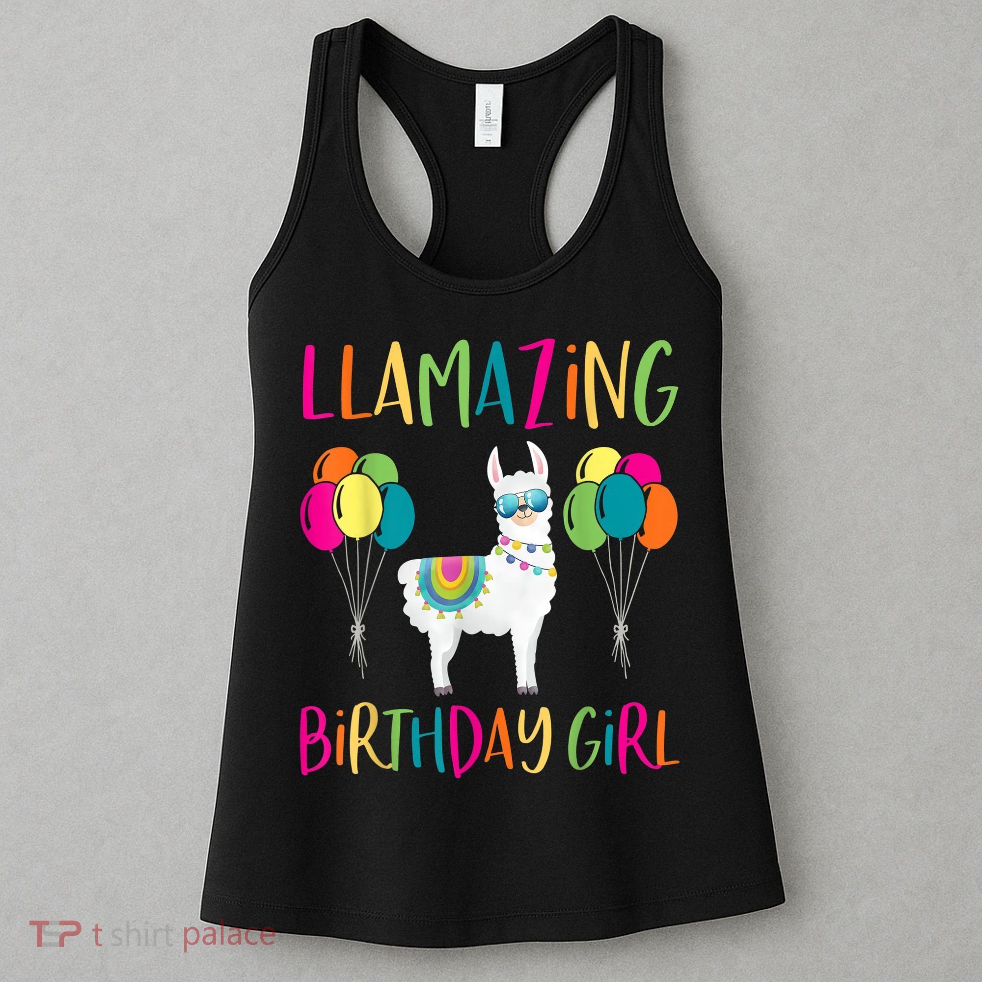 Girl Llama Birthday LLamazing Party Alpaca Balloons 1 Women's Tank Top