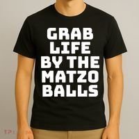 Grab Life By The Matzo Balls Funny Passover Jewish Matzah T-Shirt thumb 3