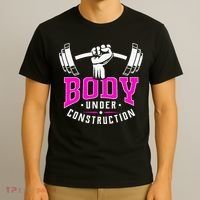 Gym Lovers Body Under Construction Workout Related Gym Rats T-Shirt thumb 3