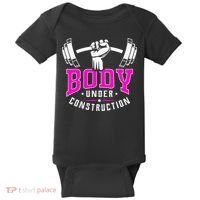 Gym Lovers Body Under Construction Workout Related Gym Rats Baby Bodysuit thumb 0
