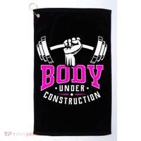 Gym Lovers Body Under Construction Workout Related Gym Rats Golf Towel thumb 0